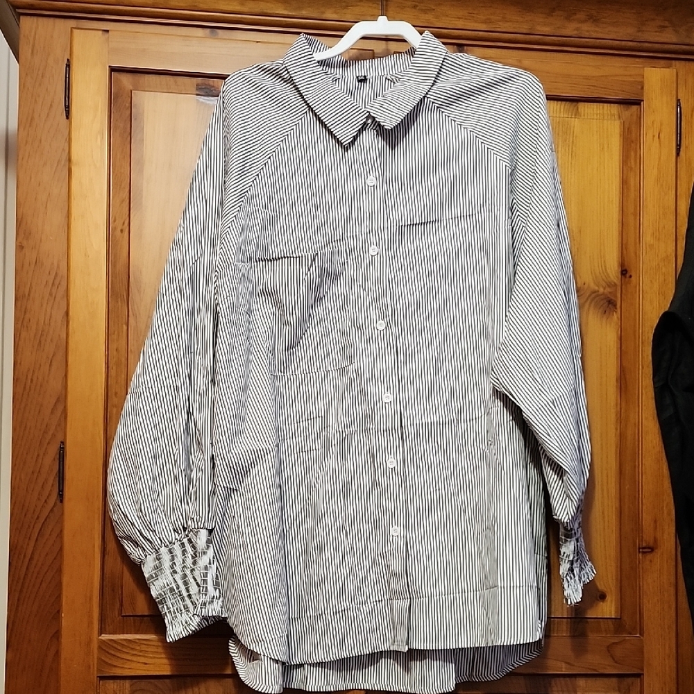 Striped Button-Up Blouse - Picture 9 of 11